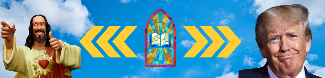 Jesus vs Trump banner